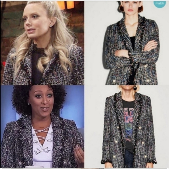 Zara * tweed textured long blazer size XS - Picture 13 of 16